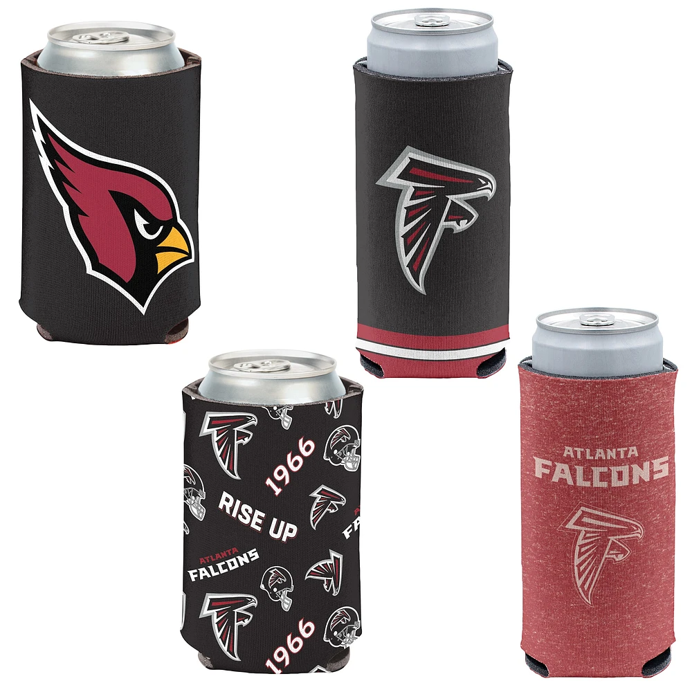 WinCraft Atlanta Falcons, paquet de 4, 12 oz. Ensemble refroidisseur de canettes et de canettes minces