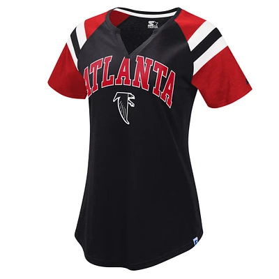 Women's Starter  Black Atlanta Falcons Game On Notch Neck Raglan T-Shirt