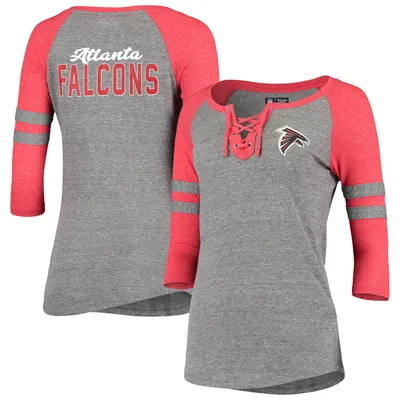 Lids Atlanta Falcons New Era Women's Lace-Up Tri-Blend Raglan 3/4-Sleeve T- Shirt - Heathered Gray/Heathered Red