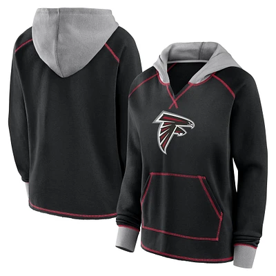 Sweat à capuche col en V polaire Boom Falcons d'Atlanta noir pour femme