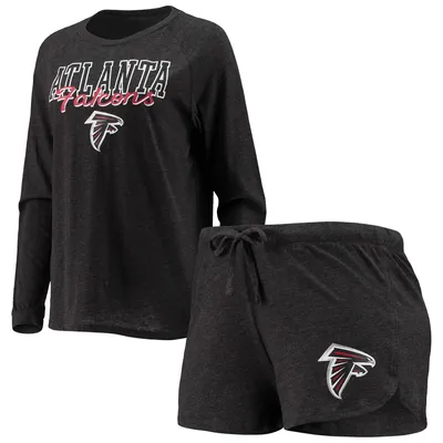 Atlanta Falcons Concepts Sport Women's Meter Knit Long Sleeve Raglan Top & Shorts Sleep Set - Black