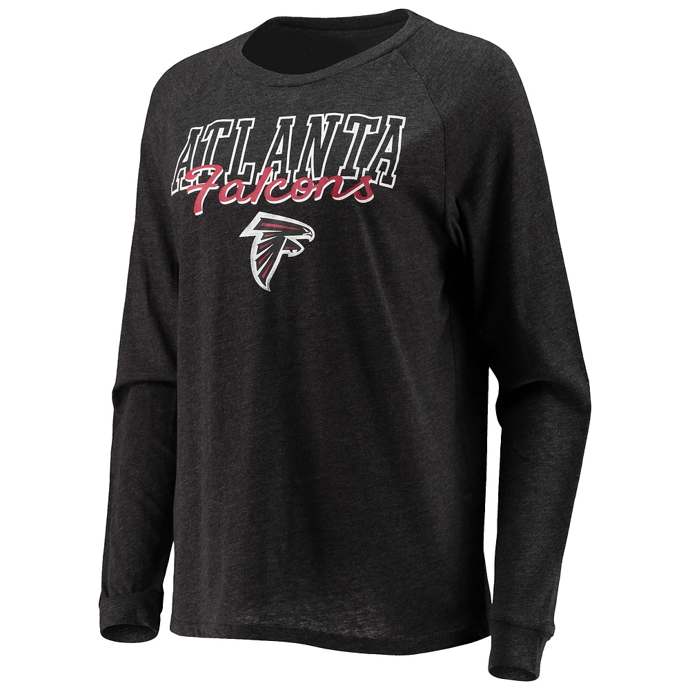 Women's Concepts Sport Black Atlanta Falcons Meter Knit Long Sleeve Raglan Top & Shorts Sleep Set