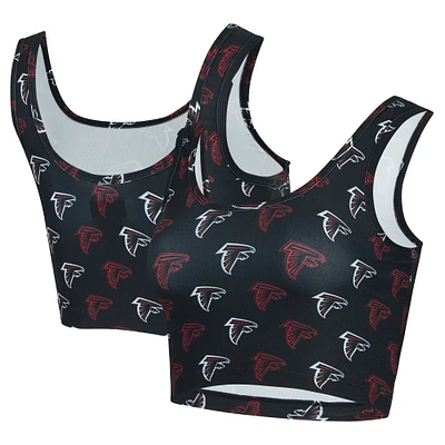 Brassière à imprimé intégral Atlanta Falcons Record noire Concepts Sport pour femme