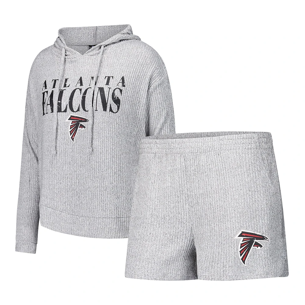 Women's Concepts Sport Gray Atlanta Falcons Juniper Long Sleeve Hoodie T-Shirt & Shorts Set