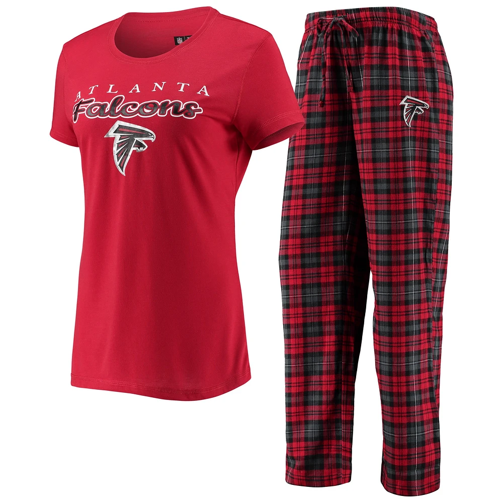 Ensemble t-shirt et pantalon Atlanta Falcons Logo Concepts Sport rouge/noir pour femme