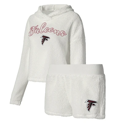 Women's Concepts Sport  White Atlanta Falcons Fluffy Pullover Sweatshirt & Shorts Sleep Set