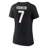 Women's Fanatics Bijan Robinson Black Atlanta Falcons Icon Name & Number V-Neck T-Shirt