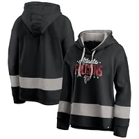 Women's Fanatics Black/Gray Atlanta Falcons Huddle Up Fundamental Fleece Color Block Pullover Hoodie