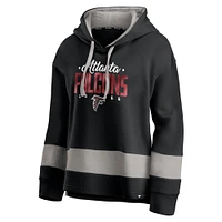 Women's Fanatics Black/Gray Atlanta Falcons Huddle Up Fundamental Fleece Color Block Pullover Hoodie
