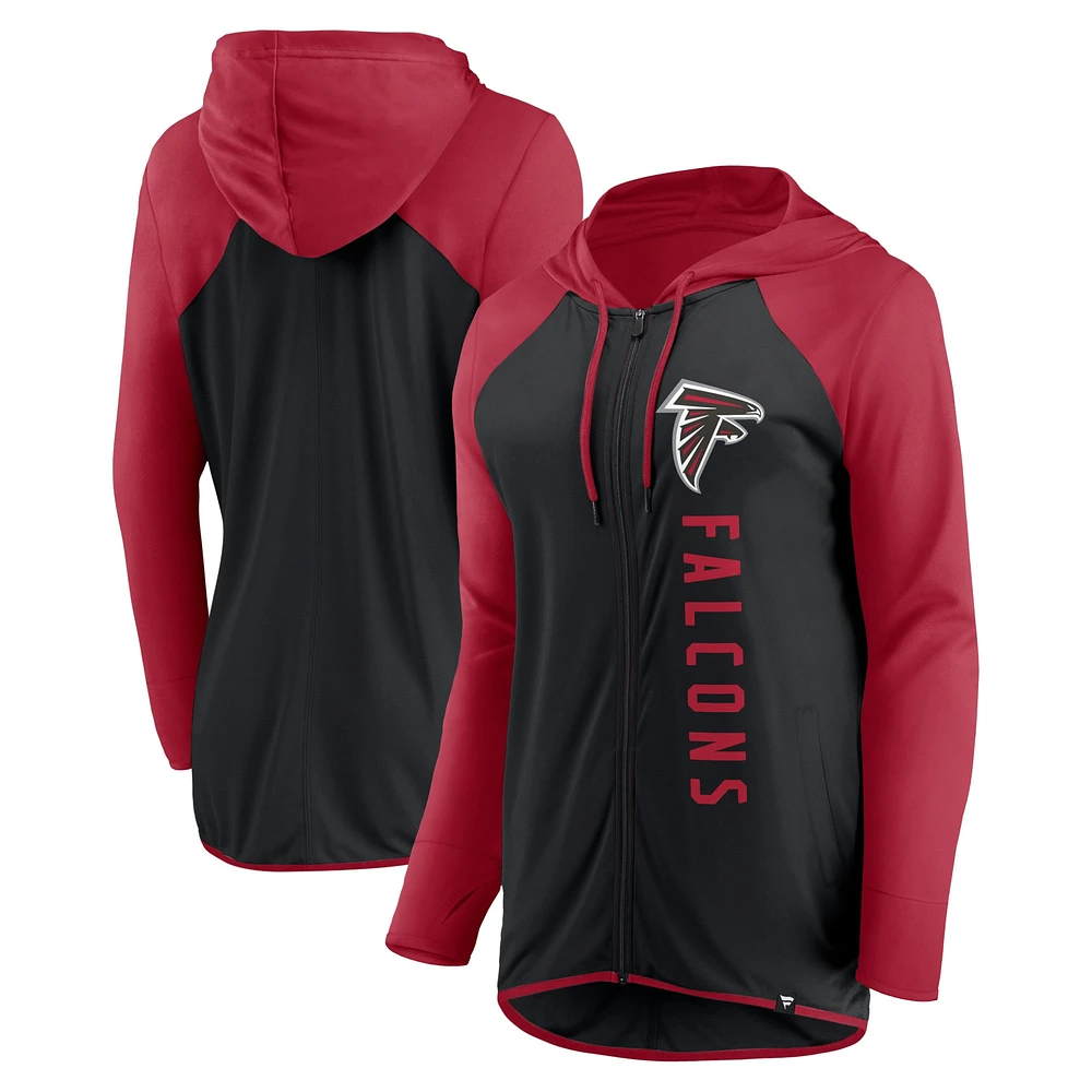 Sweat à capuche entièrement zippé Fanatics pour femmes, noir/rouge, Atlanta Falcons Forever Fan