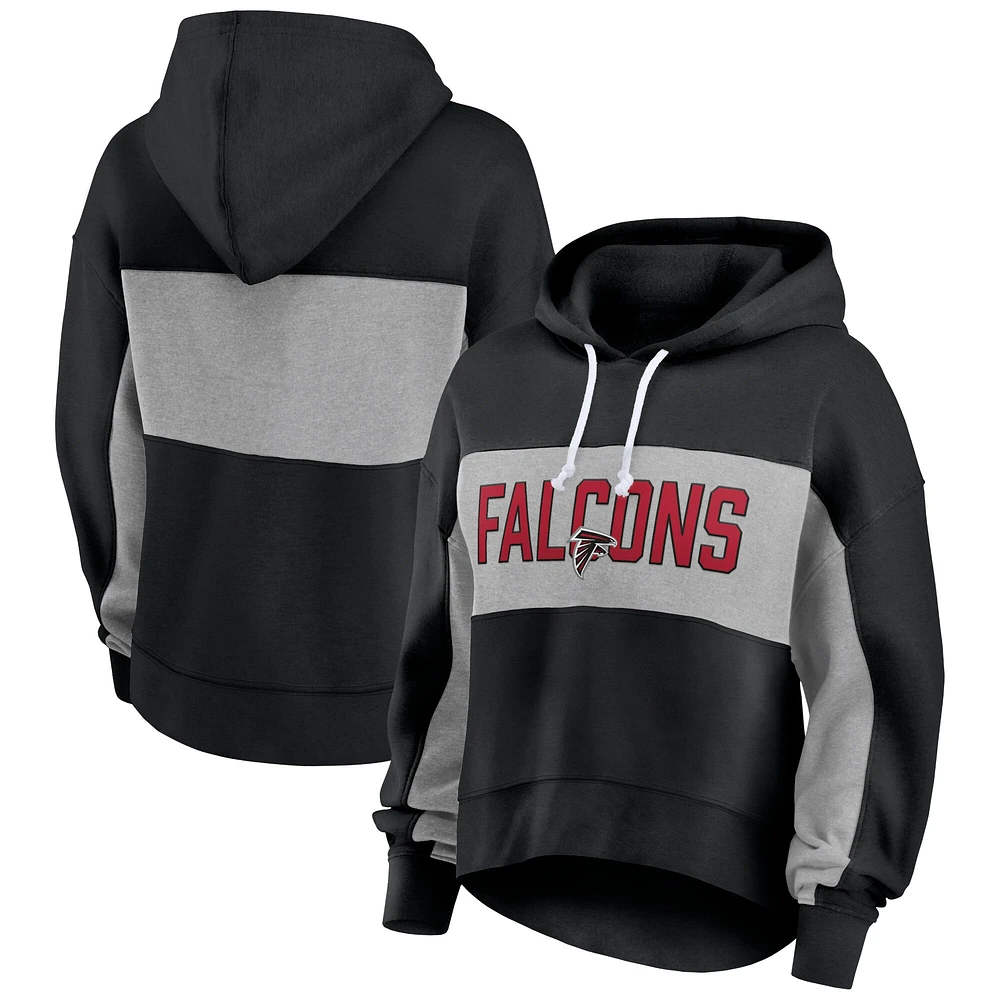 Sweat à capuche court léger et modeste pour femmes Fanatics Black Atlanta Falcons Filled Stat Sheet