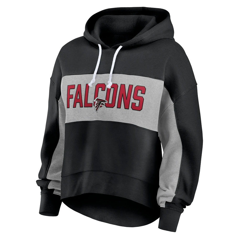 Sweat à capuche court léger et modeste pour femmes Fanatics Black Atlanta Falcons Filled Stat Sheet