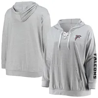 Women's Fanatics Branded Heathered Gray Buffalo Bills Plus Size Lace-Up  Pullover Hoodie