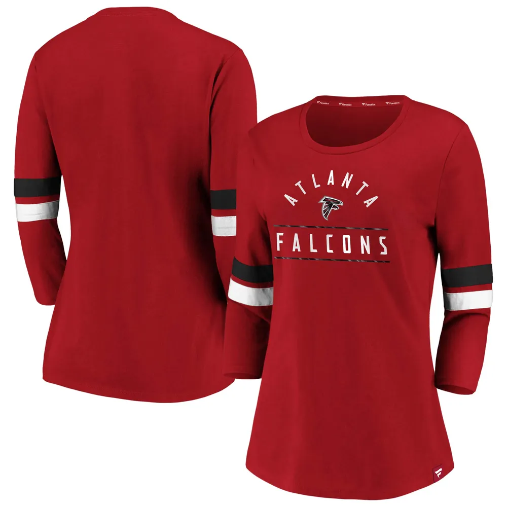 Atlanta Falcons Fanatics Branded Women's Iconic Stripe 3/4 Sleeve T-Shirt - Red/Black