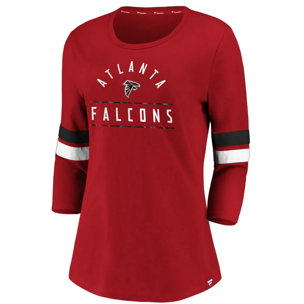 Atlanta Falcons Fanatics Branded Women's Iconic Stripe 3/4 Sleeve T-Shirt - Red/Black