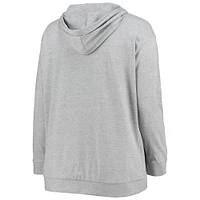 Women's Fanatics Heathered Gray Atlanta Falcons Plus Lace-Up Pullover Hoodie