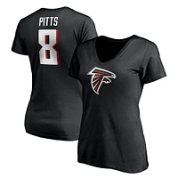 Fanatics pour femmes Kyle Pitts Noir Atlanta Falcons Player Icon Nom et numéro T-shirt à col en V