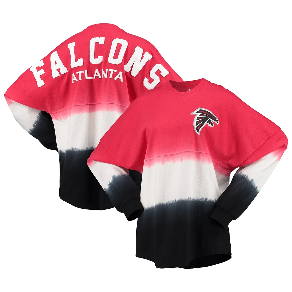 T-shirt à manches longues ombré Fanatics rouge/noir Atlanta Falcons pour femmes