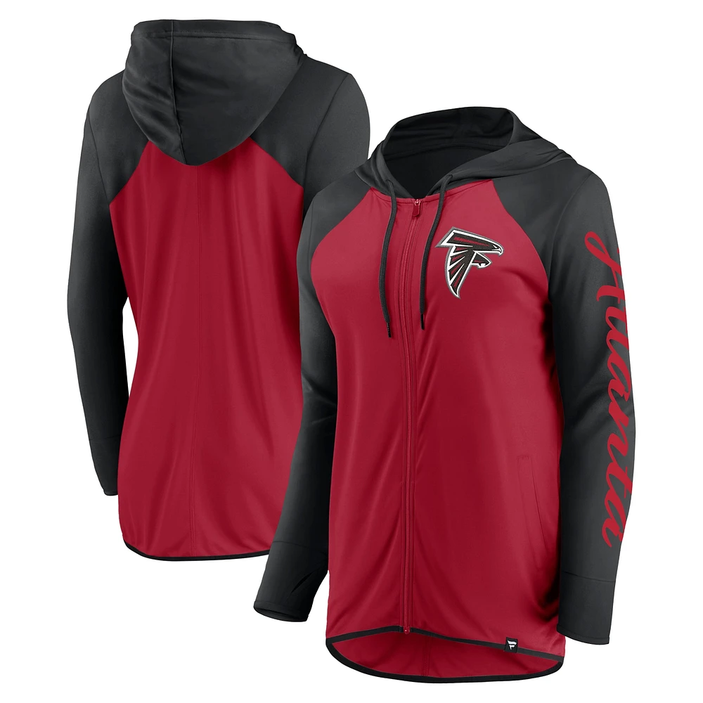 Sweat à capuche entièrement zippé rouge/noir Atlanta Falcons Fanatics pour femme