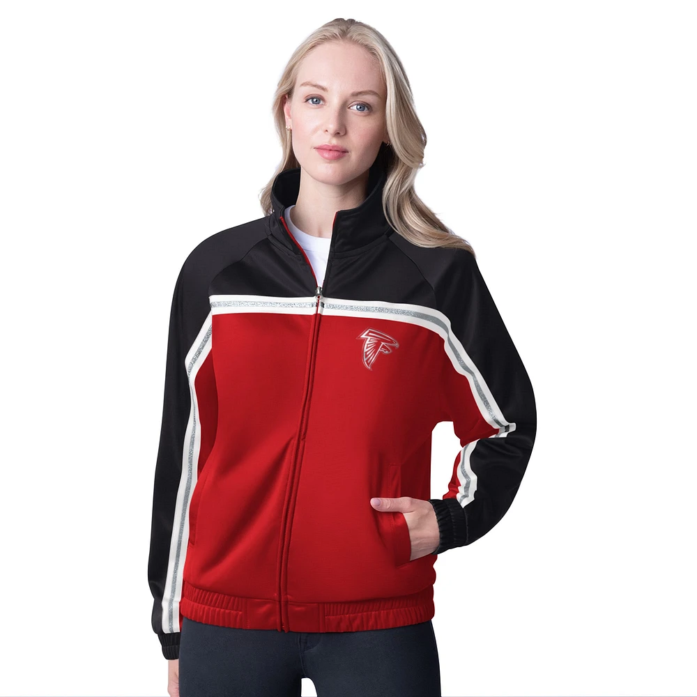 Veste de survêtement d'après-match entièrement zippée G-III 4Her par Carl Banks pour femme, rouge, des Atlanta Falcons