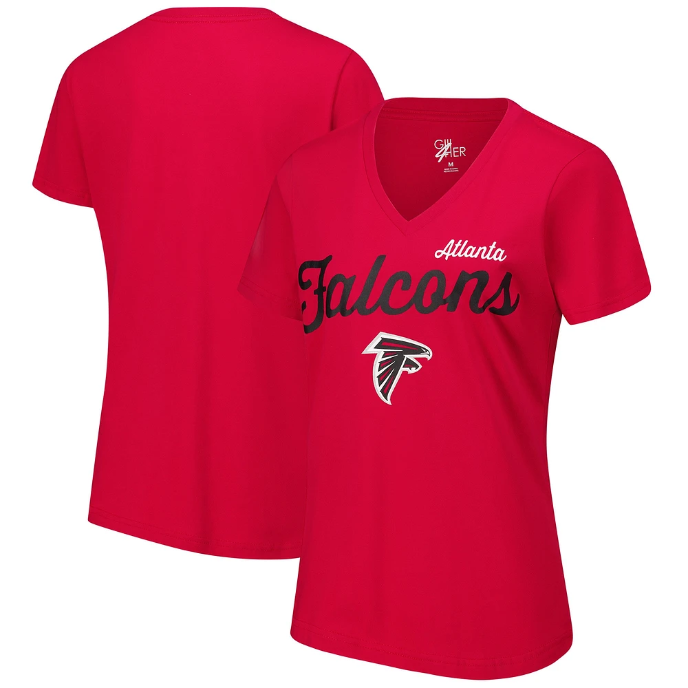 Women's G-III 4Her by Carl Banks Red Atlanta Falcons Post Season V-Neck T-Shirt