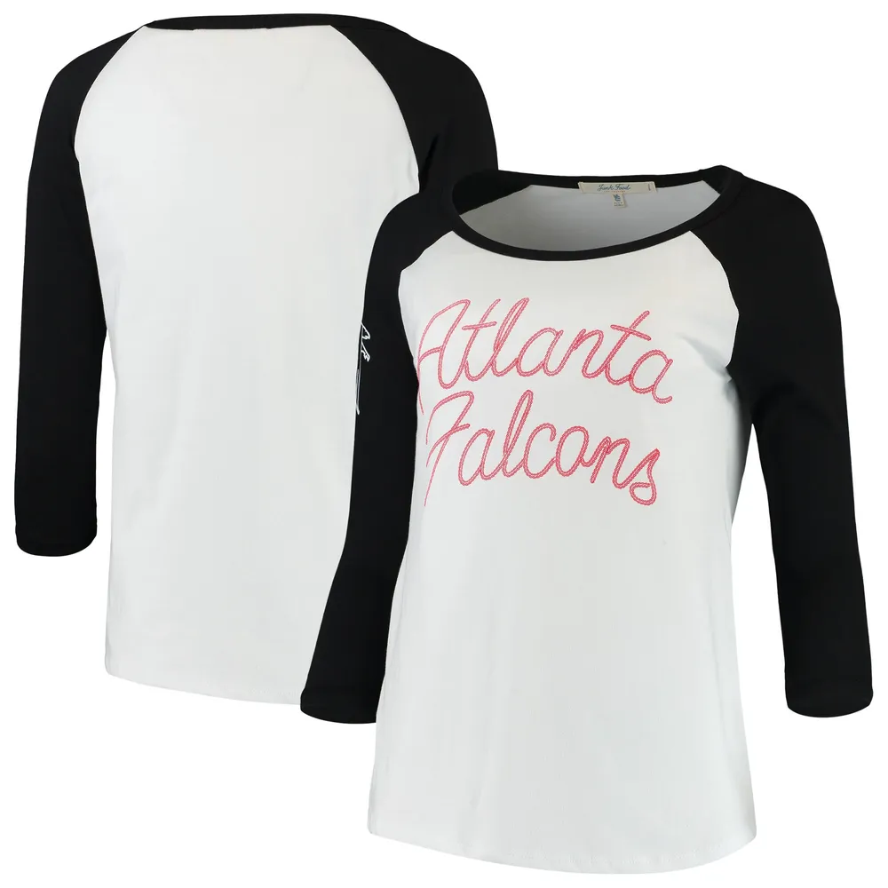 Lids Atlanta Falcons Junk Food Women's Retro Script Raglan 3/4-Sleeve T- Shirt - White/Black