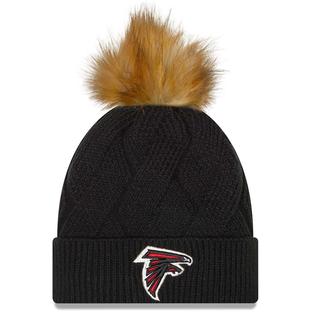 Women's New Era Black Atlanta Falcons Snowy Cuffed Knit Hat with Pom