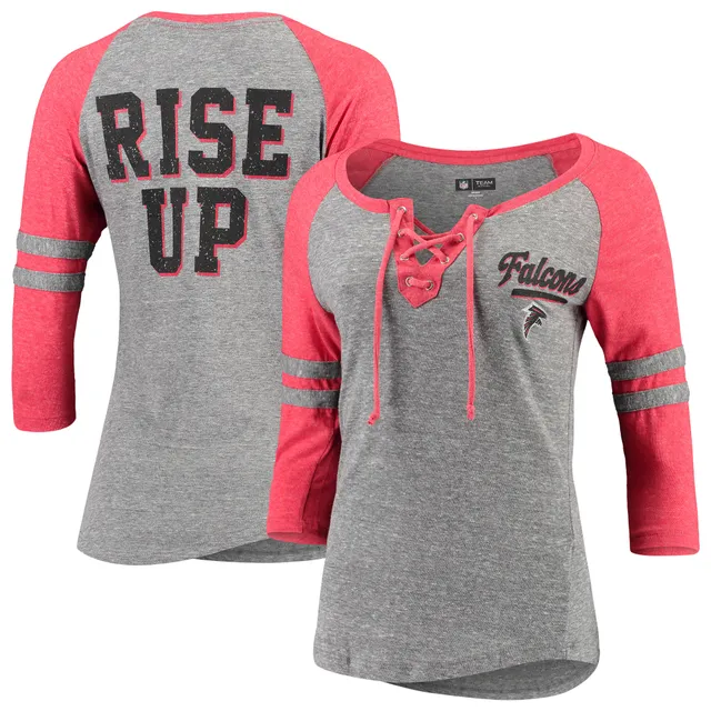 Lids Houston Oilers New Era Women's Throwback Raglan 3/4-Sleeve Lace-Up T- Shirt - Heathered Gray