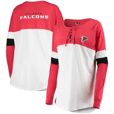 Atlanta Falcons New Era Women's Athletic Varsity Lace-Up Long Sleeve T-Shirt - Red/White