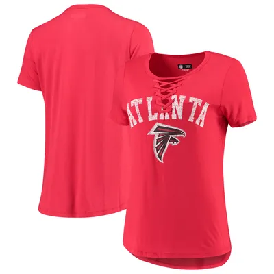 Atlanta Falcons New Era Women's Athletic Lace-Up T-Shirt - Red
