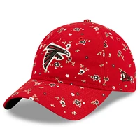 Casquette réglable à fleurs 9TWENTY des Atlanta Falcons New Era rouge pour femme