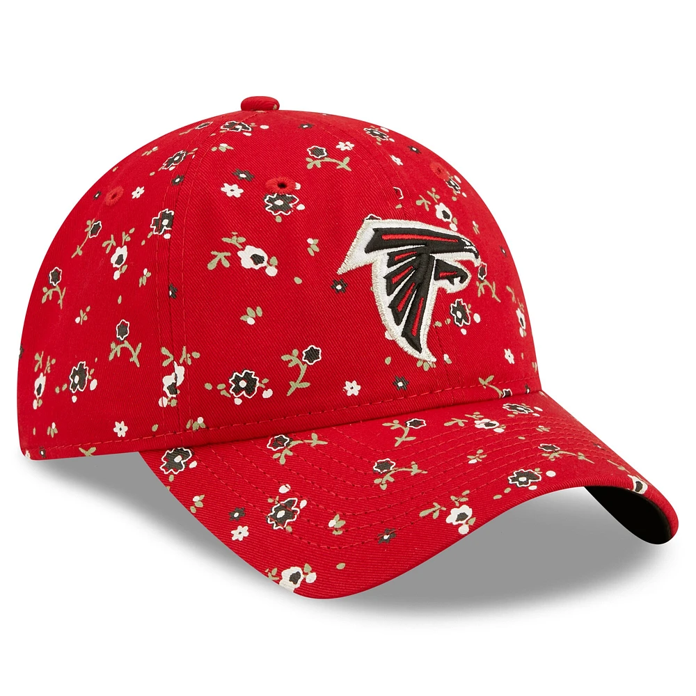 Casquette réglable à fleurs 9TWENTY des Atlanta Falcons New Era rouge pour femme