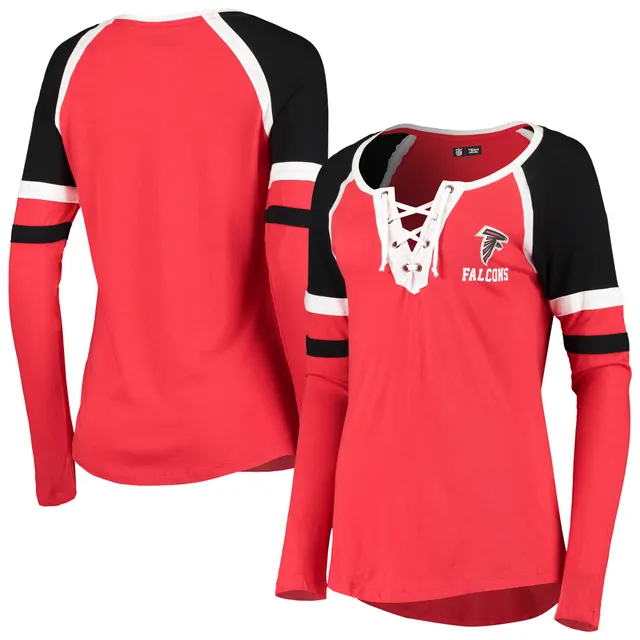 NFL Atlanta Falcons Women SMALL Lace Up V Neck Jersey Tee T Shirt