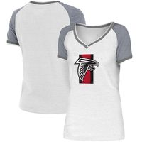 Women's New Era White/Gray Atlanta Falcons Training Camp Raglan V-Neck T-Shirt