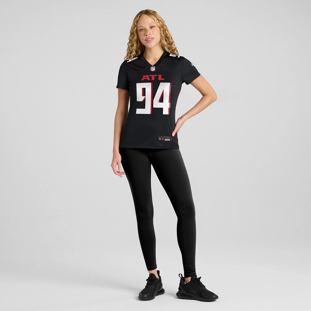 Maillot de match l'équipe Nike Albert Huggins des Atlanta Falcons pour femme, noir