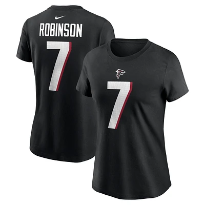 T-shirt Nike Bijan Robinson pour femme avec nom et numéro de joueur des Falcons d'Atlanta noir