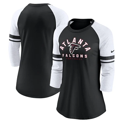 T-shirt tendance à manches 3/4 raglan Nike noir pour femme des Falcons d'Atlanta