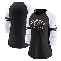 Women's Nike Black Atlanta Falcons 3/4-Sleeve Raglan Fashion T-Shirt