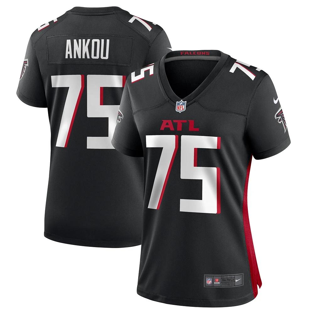 Maillot de match Nike Eli Ankou des Falcons d'Atlanta noir pour femme