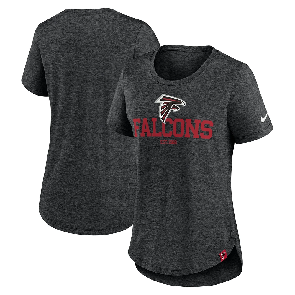 T-shirt Nike Heather Black Fashion Tri-Blend pour femme des Falcons d'Atlanta