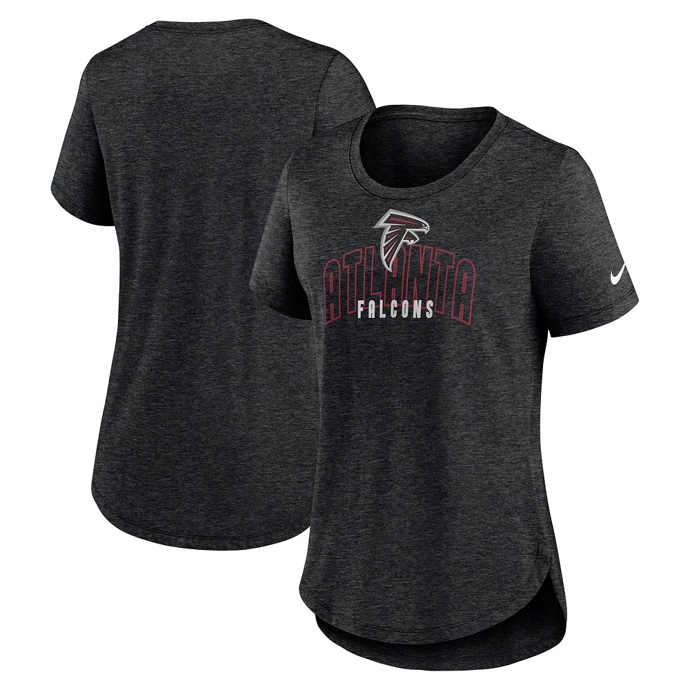 T-shirt à trois mélanges tendance Atlanta Falcons Nike pour femme, noir chiné