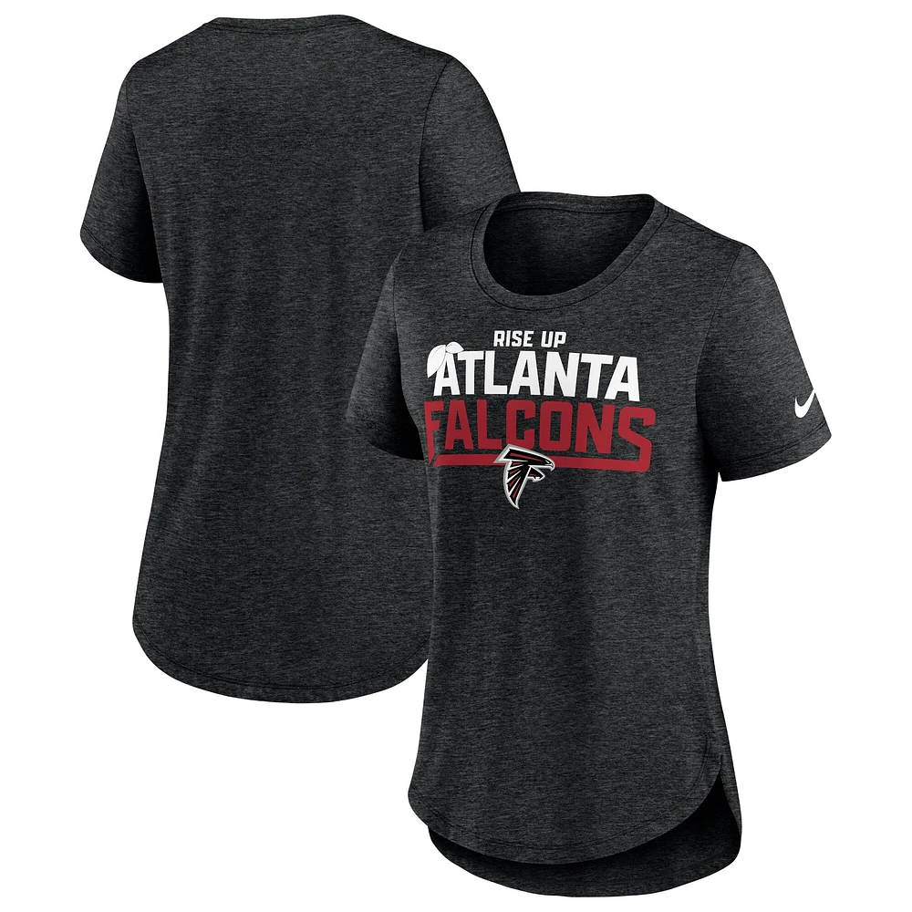 T-shirt à trois mélanges mode locale des Falcons d'Atlanta Nike pour femme, noir chiné