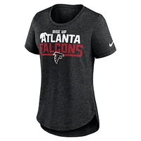 T-shirt à trois mélanges mode locale des Falcons d'Atlanta Nike pour femme, noir chiné