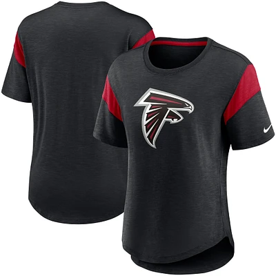 Haut tendance avec logo principal Atlanta Falcons Nike pour femme, noir chiné