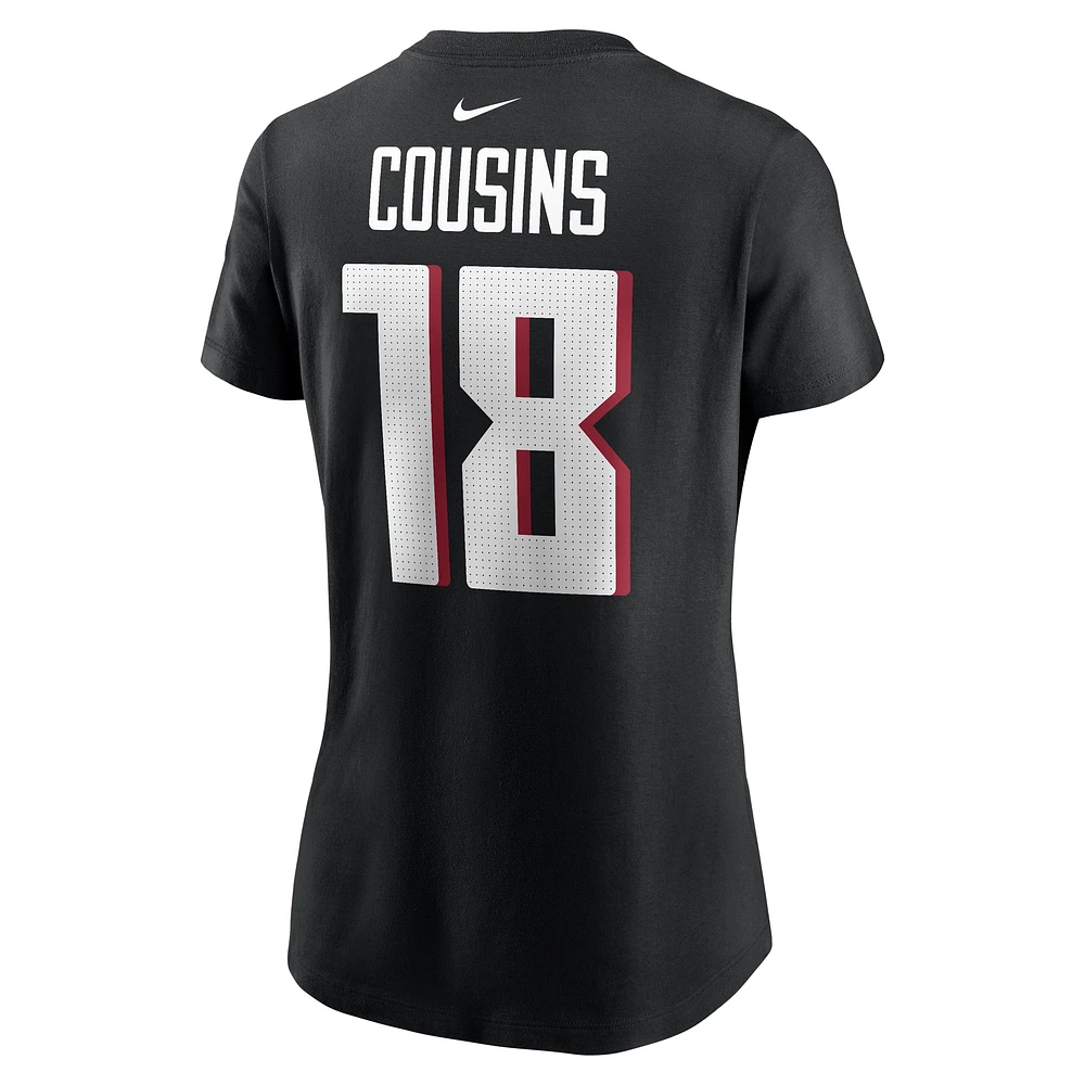 T-shirt avec nom et numéro de joueur des Atlanta Falcons Nike Kirk Cousins ​​​​pour femme noir