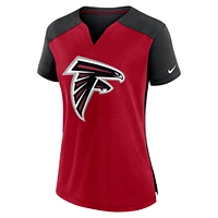 T-shirt Nike rouge/noir Atlanta Falcons Impact Exceed Performance à col cranté pour femme