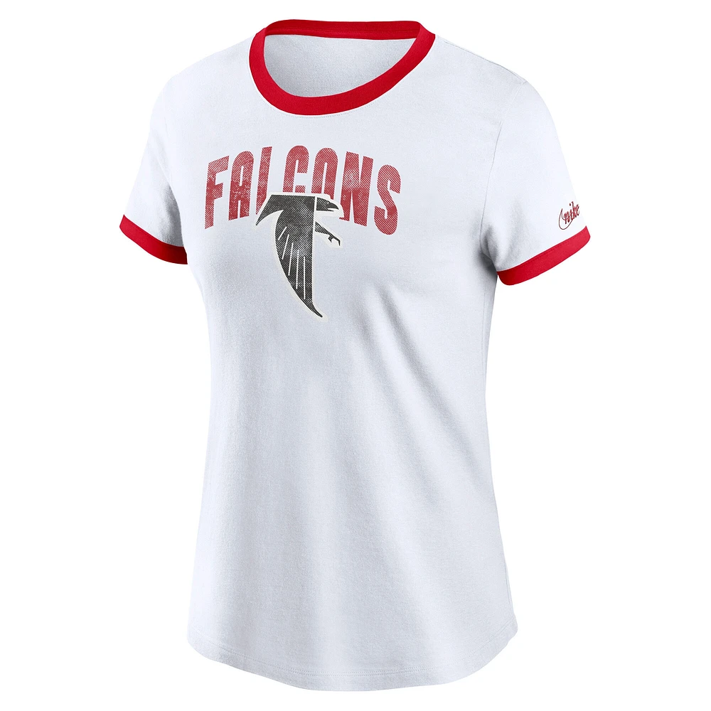 T-shirt Nike blanc Atlanta Falcons Rewind Ringer pour femme