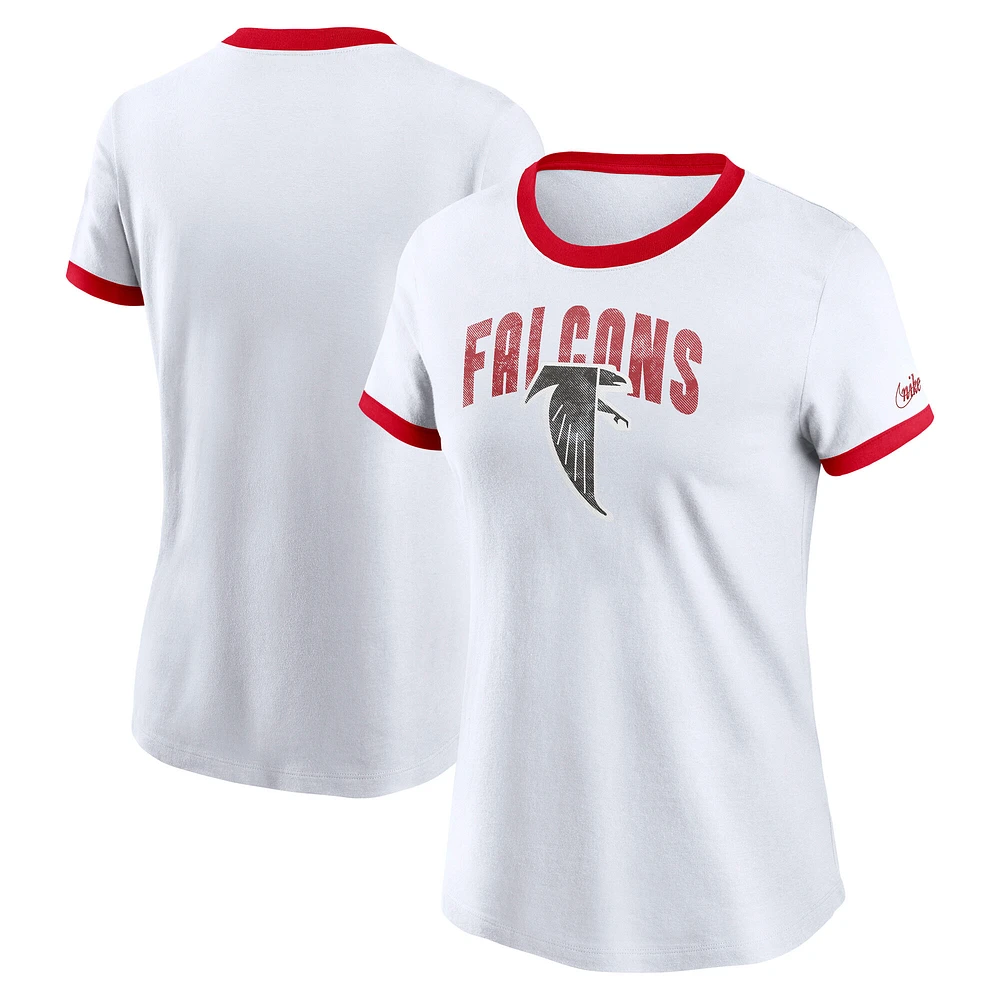 T-shirt Nike blanc Atlanta Falcons Rewind Ringer pour femme