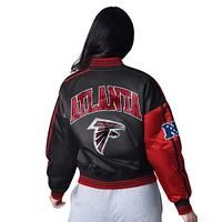 Women's Starter  Red/Black Atlanta Falcons Zone Blitz Cropped Full-Snap Satin Jacket