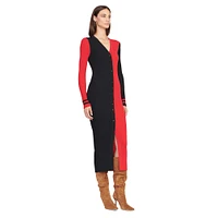 Women's STAUD Black/Red Atlanta Falcons Shoko Knit Button-Up Sweater Dress